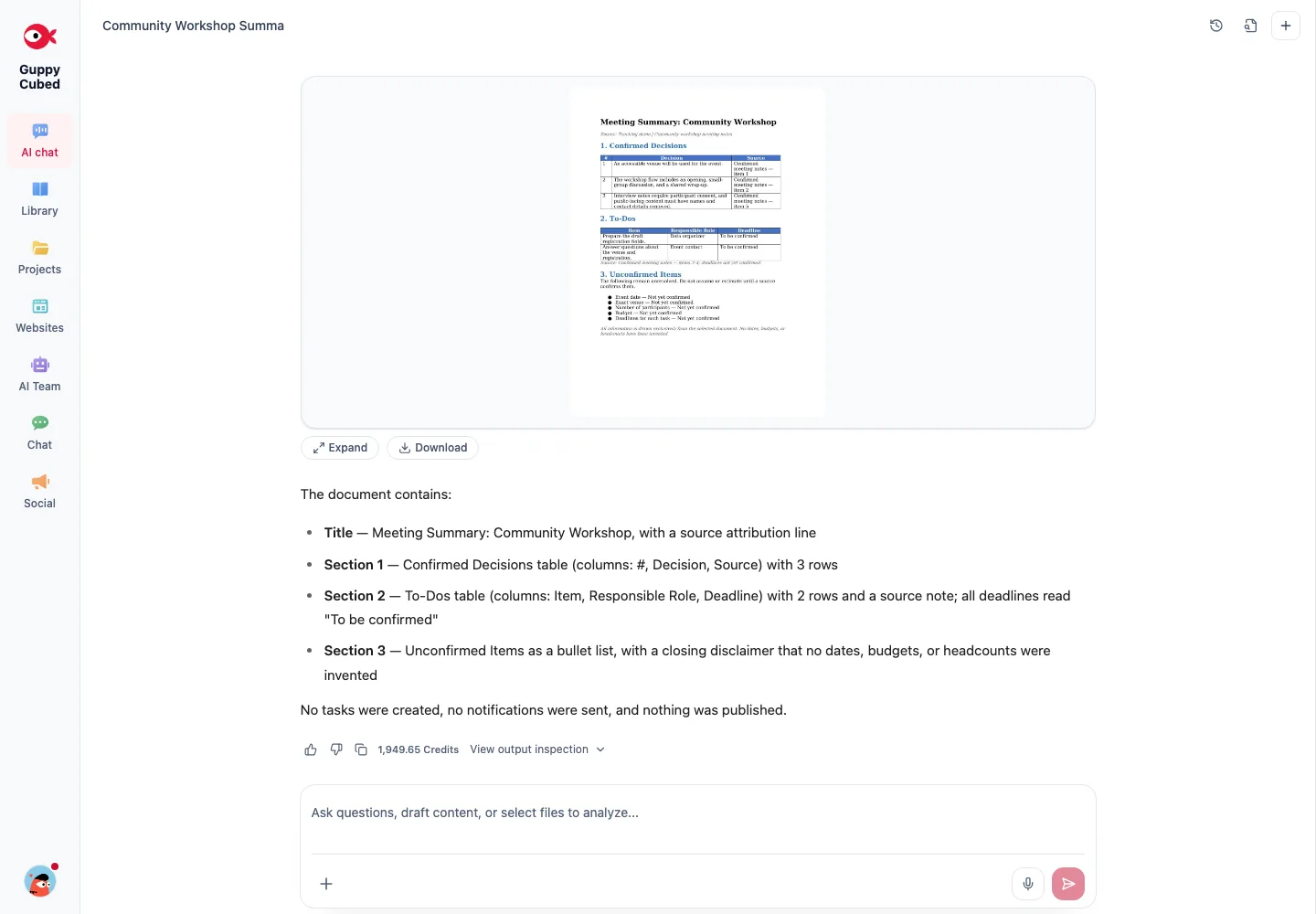 Actual Word delivery from the tutorial note, retaining sources and unresolved information.